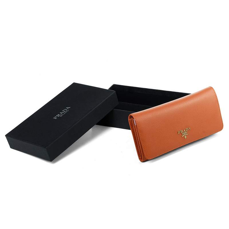 Knockoff Prada Real Leather Wallet 1137 orange